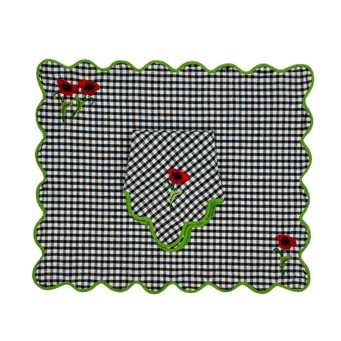 Tab - Mary Mahoney Linens - Poppy on Gingham - Main