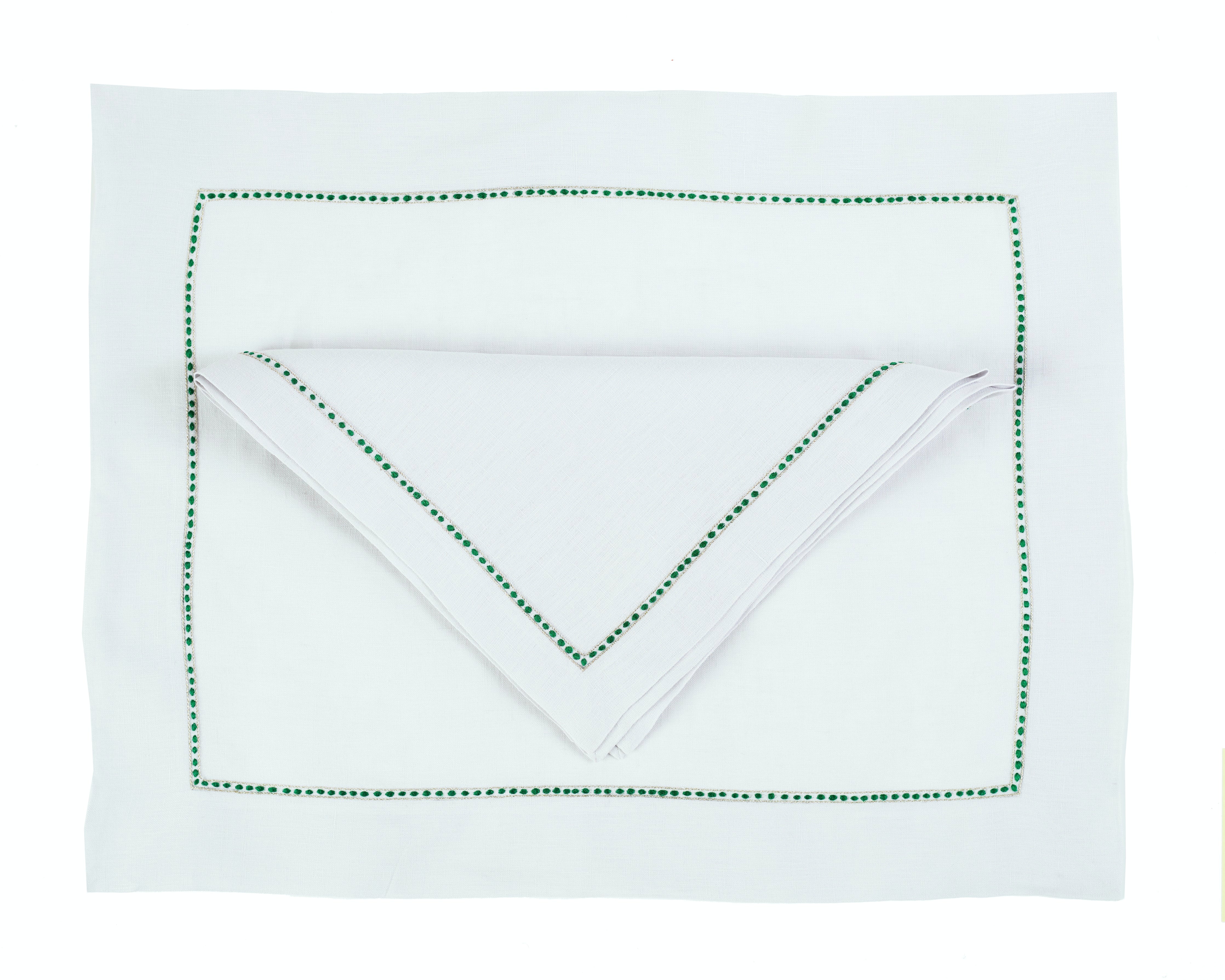 Tab - Mary Mahoney Linens - Pebbles Green and Silver - Main