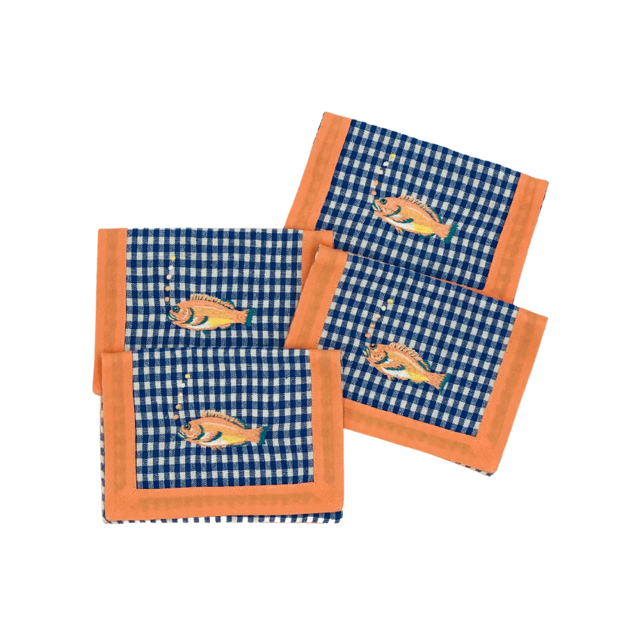 Tab - Mary Mahoney Linens - Pebbles Fish Cocktail Napkins - Main