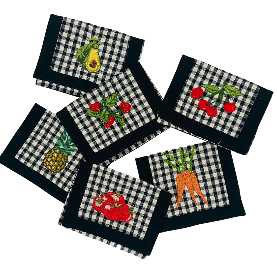 Tab - Mary Mahoney Linens - Rufus Gingham Black Cocktail Napkins - Main