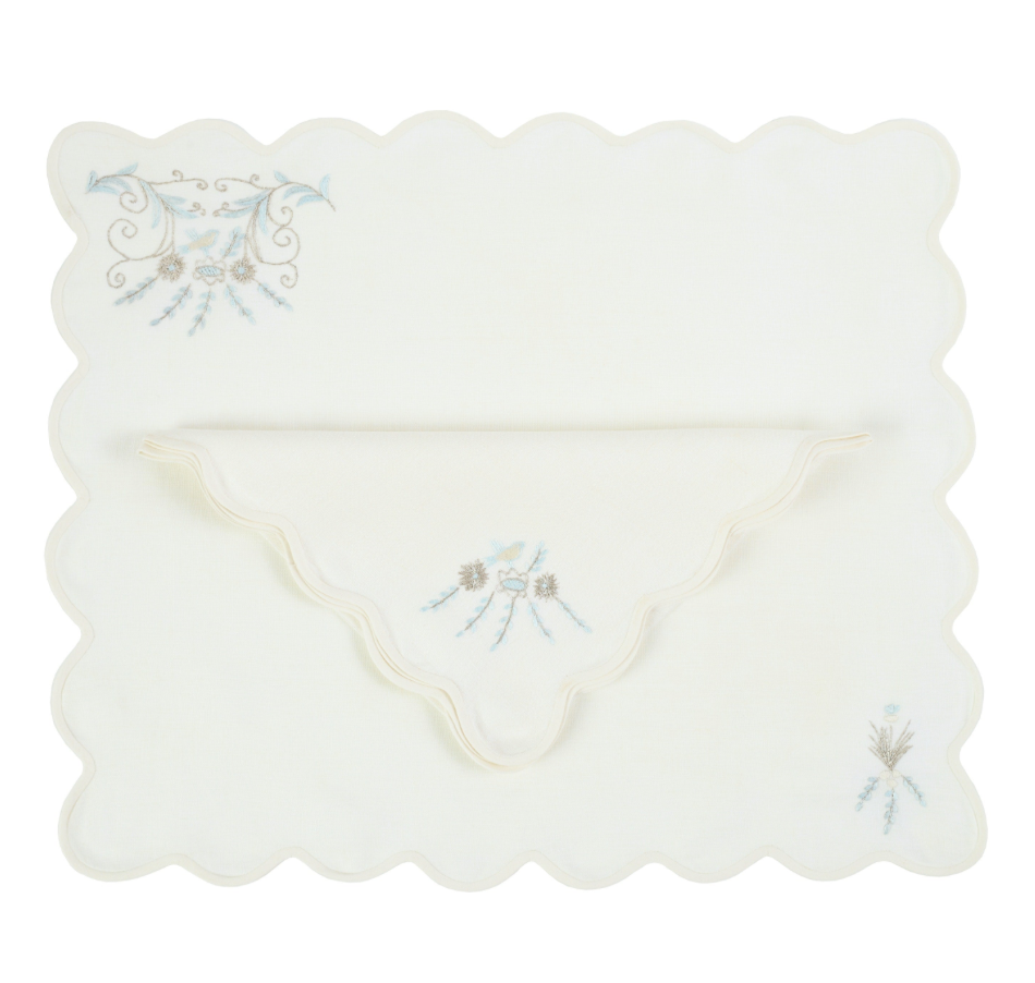 Tab - Mary Mahoney Linens - Annabel Ivory & Silver - Main