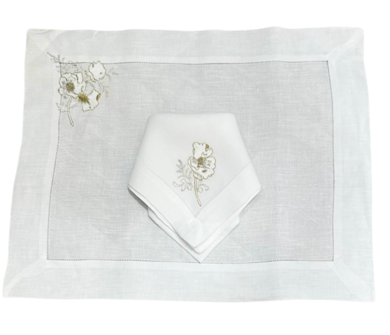 Tab - Mary Mahoney Linens - White and Gold Florals