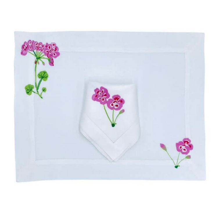 Tab - Mary Mahoney Linens - Pink geranium hemstitch