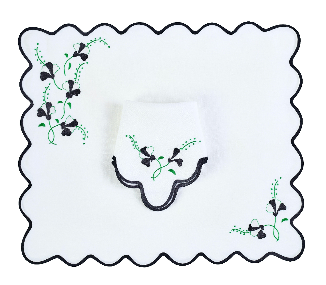 Tab - Mary Mahoney Linens - Alice Black & Green