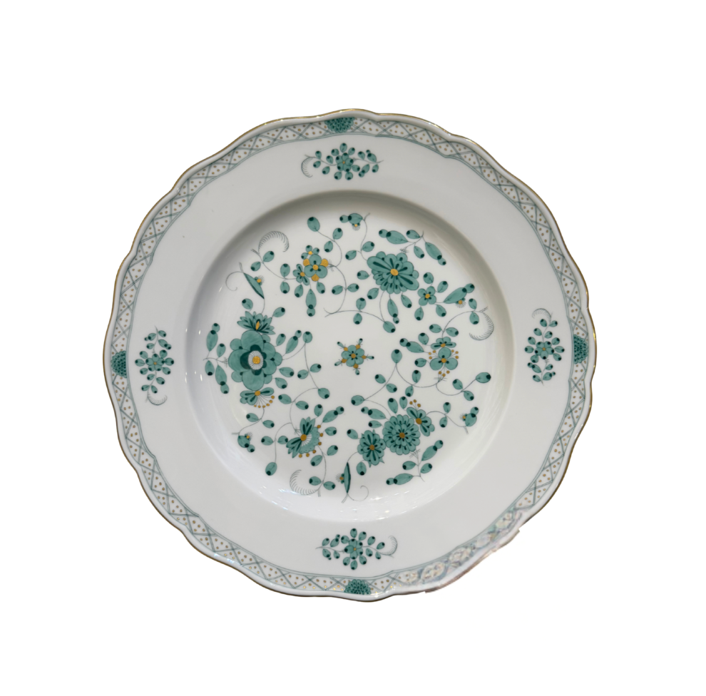 Tab - Meissen - Oriental Painting - Flower Ornament Green w/ Gold