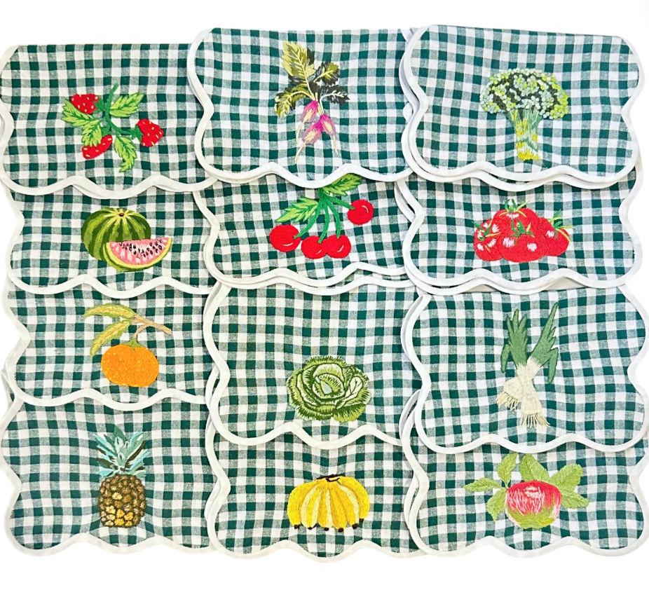 Tab - Mary Mahoney Linens - Picnic Green Cocktail Napkins
