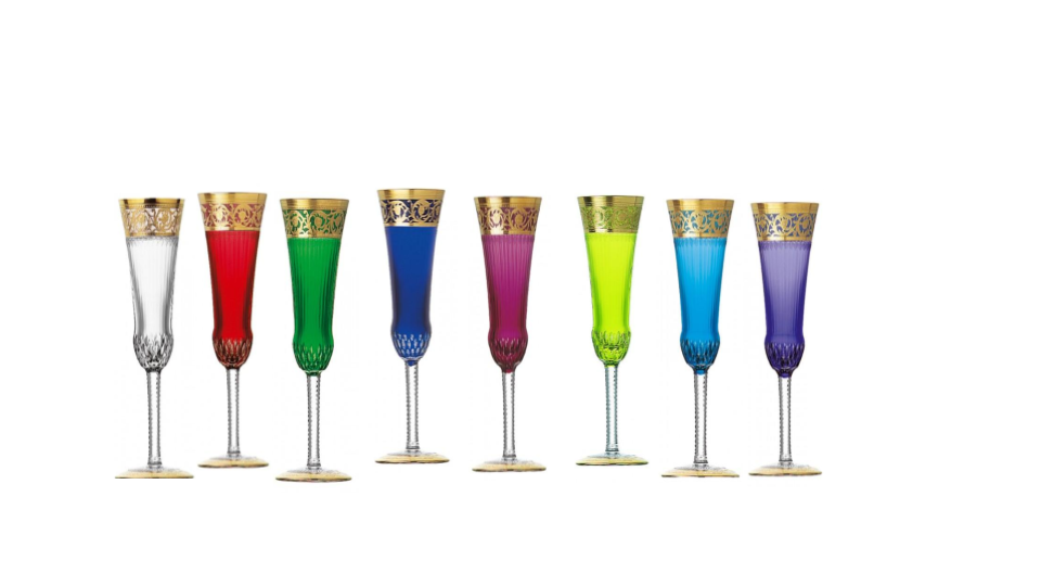 Tab - Saint Louis Crystal - Thistle Gold Champagne Flutes - Main