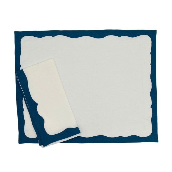 Tab - Mary Mahoney Linens - Agnes Border Navy - Main