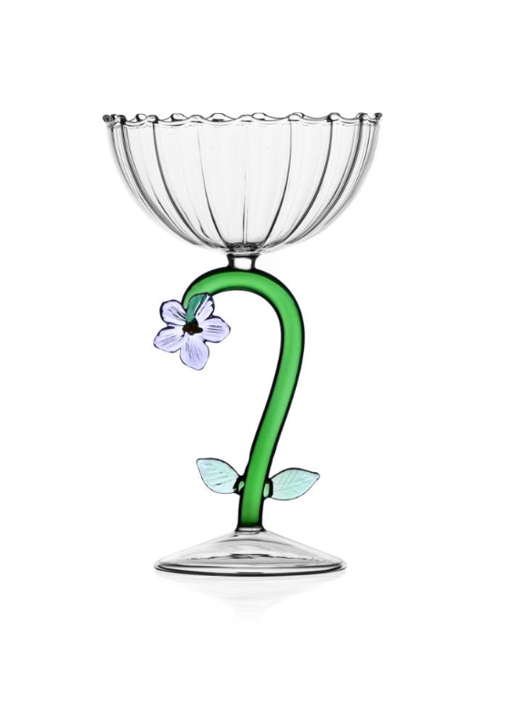 Botanica Optical Champagne Bowl Lilac Flower 9.5 Oz
