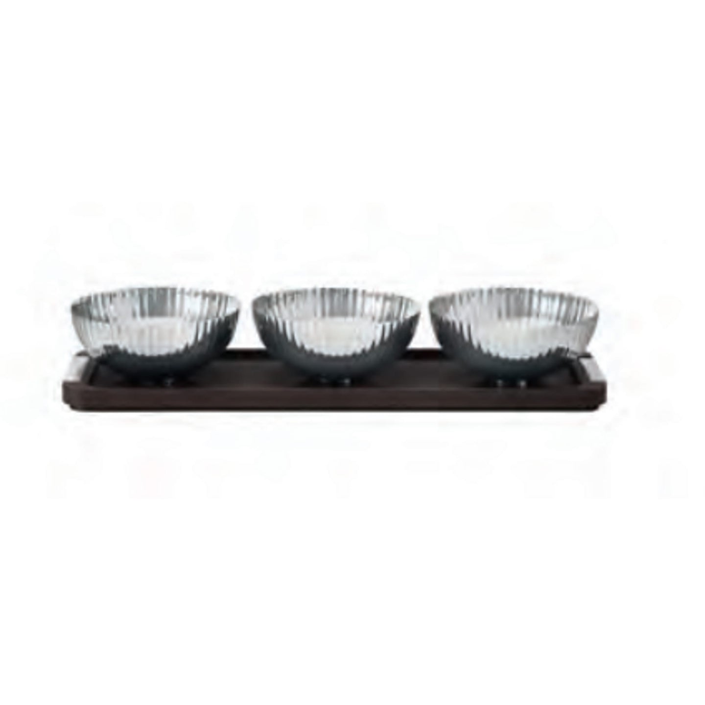 Georg Jensen Bernadotte Triple Bowl Set In Stand Wood & Stainless