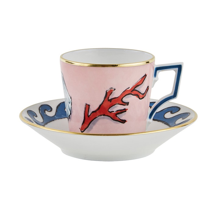 GINORI 1735 Il Viaggio Di Nettuno Set of 2 Coffee Cups & Saucers