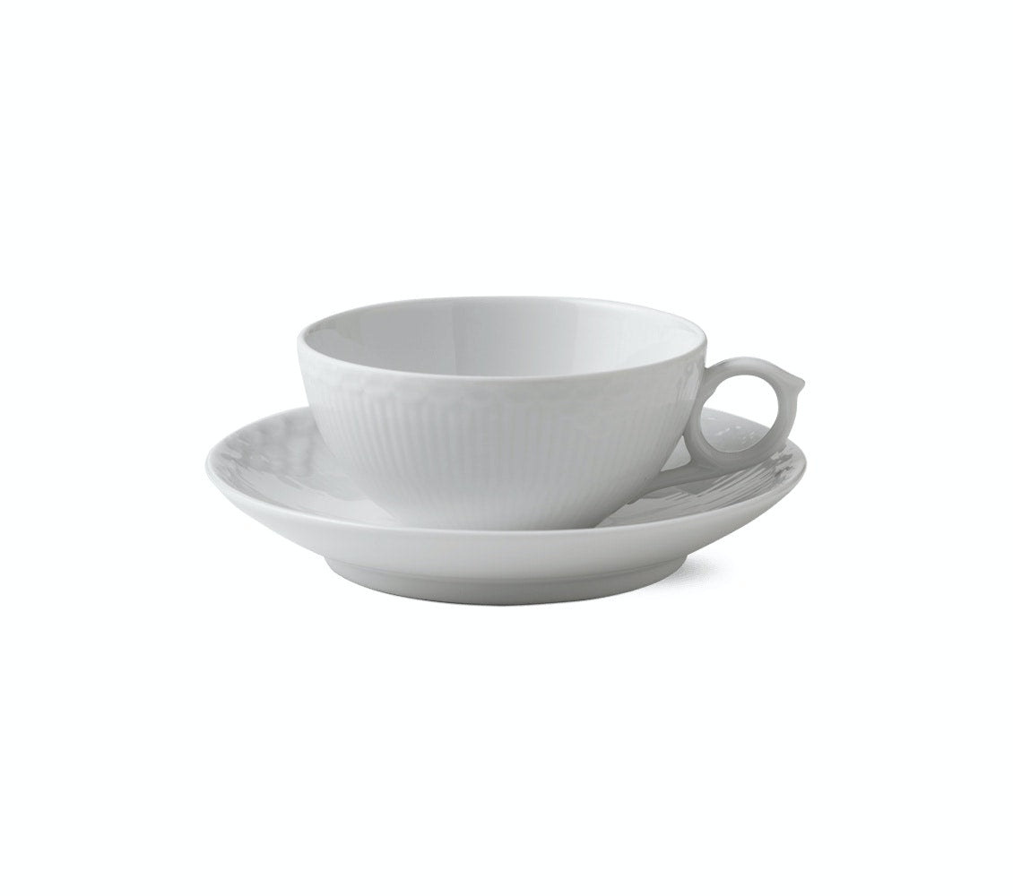 Royal Copenhagen White Fluted Half Lace Tea Cup & Saucer – Mary