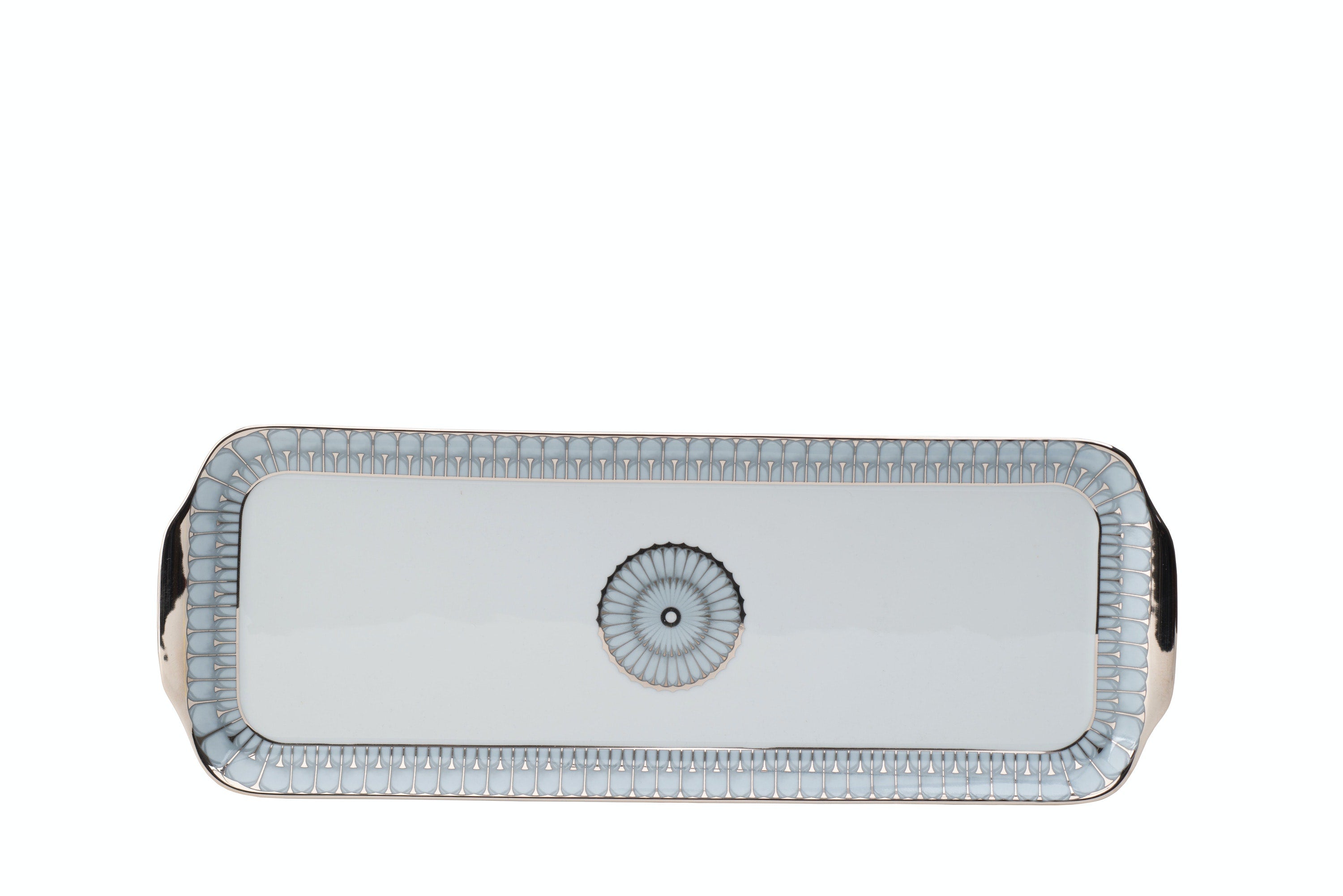 Arcades grey shiny platinum Rect. Cake Platter