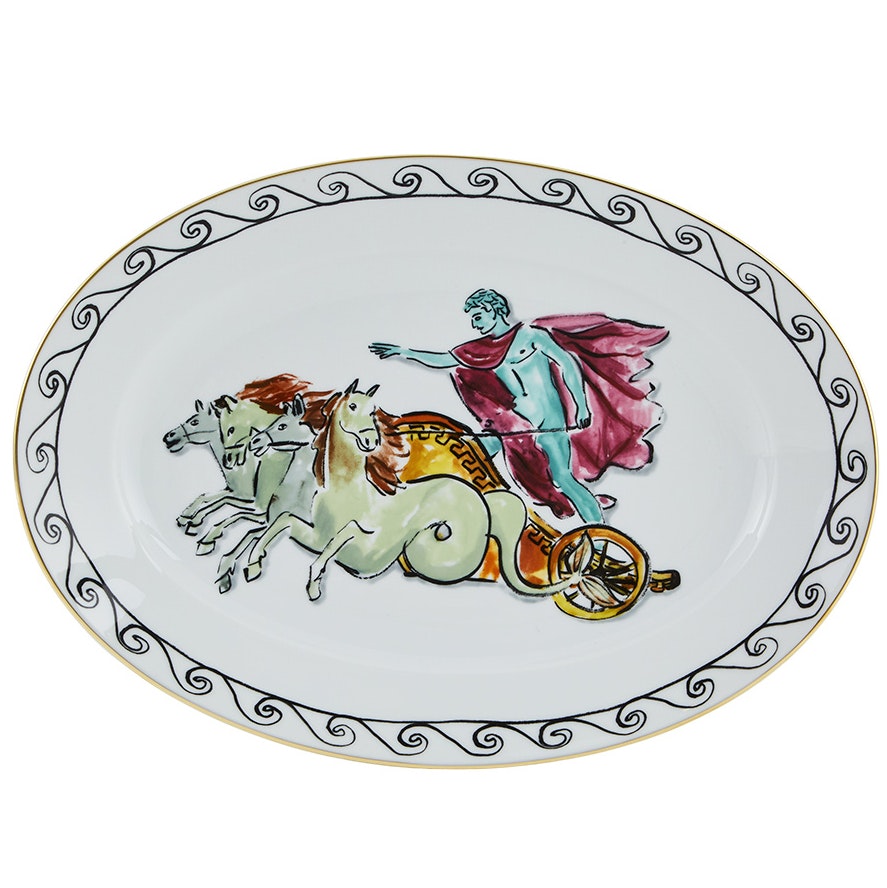 Il Viaggio Di Nettuno Chariot White Chariot White Oval Flat Platter