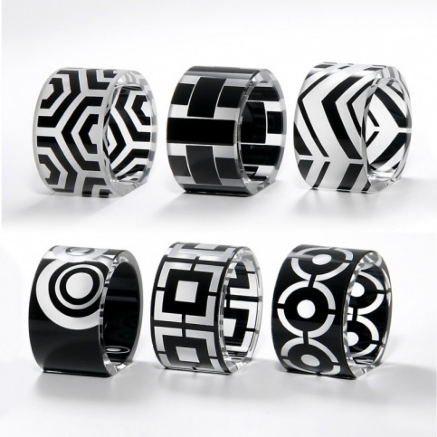 Graphic Collection Set Of 633 Napkin Ring Black